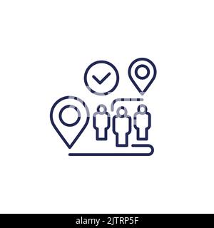 relocate personnel, relocation line icon Stock Vector