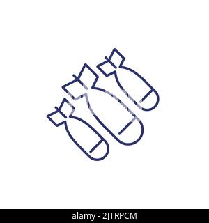 bombs or bombing line icon on white Stock Vector