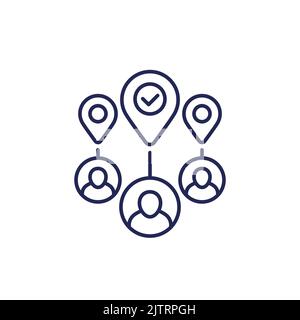 relocate staff, relocation line icon Stock Vector