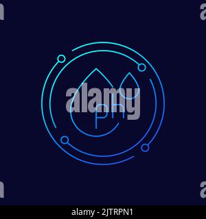 ph icon with water drops, line vector Stock Vector