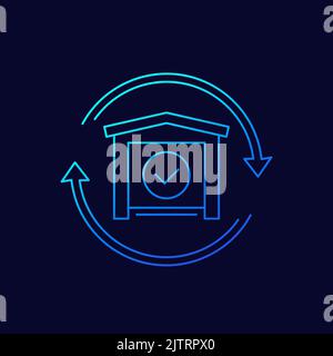 restock icon with a warehouse, line vector Stock Vector Image & Art - Alamy