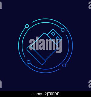 pendrive line icon, usb stick vector Stock Vector
