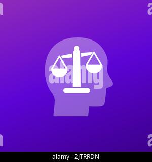 Rationality, rational thinking icon with a head Stock Vector