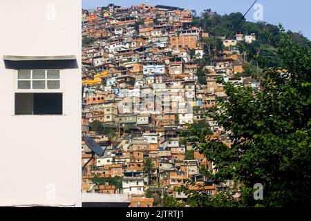 hill of Pleasures House in Rio de Janeiro, Brazil - April 9, 2014: View of hill Pleasures Houses in Rio de Janeiro. Stock Photo