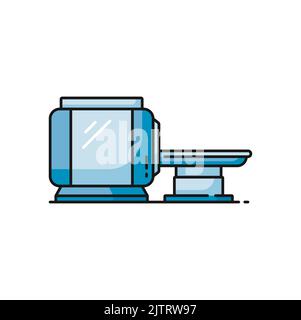 MRI diagnostic scan, radiology and tomography CT scanner, vector color icon. MRT or MRI magnetic resonance imaging machine for body health diagnostics and medical examination Stock Vector