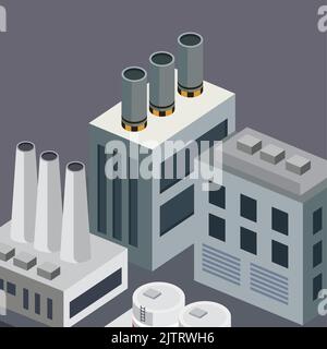 isometric buildings with chimneys Stock Vector