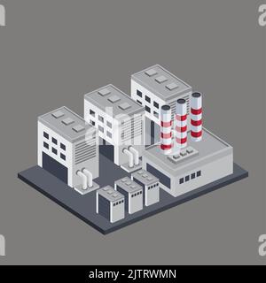 isometric buildings and chimneys Stock Vector