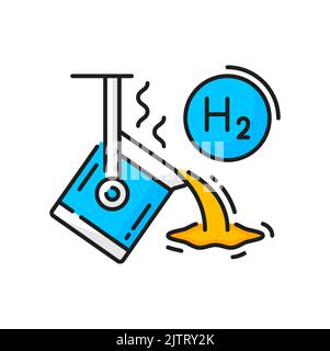 Hydrogen color icon, H2 in heavy industry and metallurgy, vector green energy symbol. Hydrogen renewable fuel and energy production technology of oxygen cells electrolysis, industry linear symbol Stock Vector
