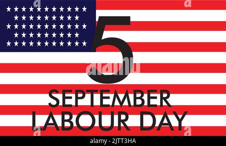 USA Labor Day Poster With People Of Different Occupations with USA Flag Over Background With Copy Space Happy Labour Day USA, 5 September Stock Vector