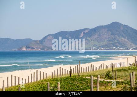 view of Barra da Tijuca beach in Rio de Janeiro, Brazil. Stock Photo