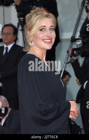 Greta Gerwig attends the 'White Noise' and opening ceremony red carpet at the 79th Venice International Film Festival on August 31, 2022 in Venice, Italy. Photo: Paolo Cotello/imageSPACE/MediaPunch Stock Photo