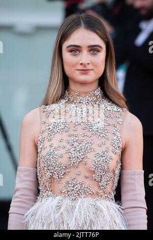 Raffey Cassidy attends the 'White Noise' and opening ceremony red carpet at the 79th Venice International Film Festival on August 31, 2022 in Venice, Italy. Photo: Paolo Cotello/imageSPACE/MediaPunch Stock Photo