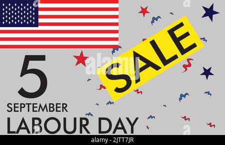USA Labor Day Sale Poster/ Banner for People Of Different Occupations with USA flag, Happy Labour Day, 5 September Stock Vector