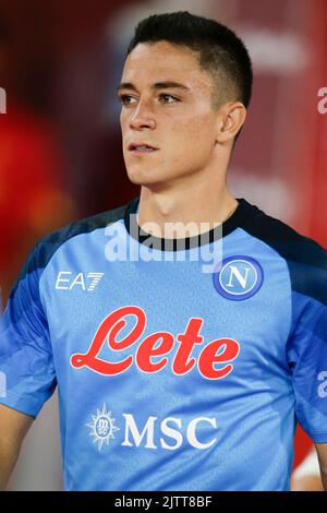 SSC Napoli's Italian forward Giacomo Raspadori looks during the Serie A football match between SSC Napoli and Lecce. SSC Napoli and Lecce  draw 1-1. Stock Photo