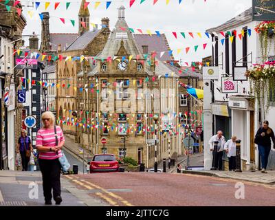 Clitheroe Lancashire UK August 2022 looking along the main high street Stock Photo
