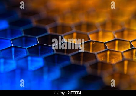 Shiny blue and yellow comb background Stock Photo