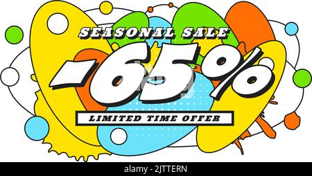 Seasonal sale banner of bauhaus and pop art, zine culture and memphis elements Stock Vector