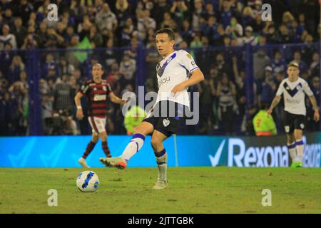 31st August 2022. José Amalfitani Stadium, Liniers, Buenos Aires, Argentina; Leonardo Jara of Velez Sársfield, during the match Vélez Sársfield and Flamengo, Semifinal of CopaLibertadores 2022 Stock Photo