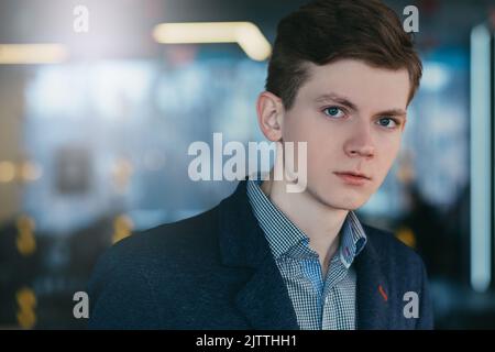 distrustful sceptic young man portrait career Stock Photo