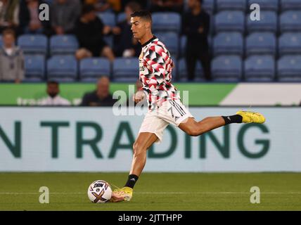 Leicester, England, 1st September 2022.  Cristiano Ronaldo of Manchester United during the Premier League match at the King Power Stadium, Leicester. Picture credit should read: Darren Staples / Sportimage Stock Photo