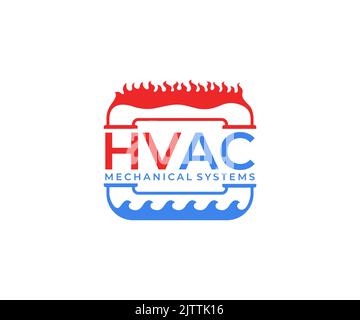 HVAC systems, plumbing, heating, ventilation and air conditioning, logo design. Construction, repair and installation of air conditioners Stock Vector