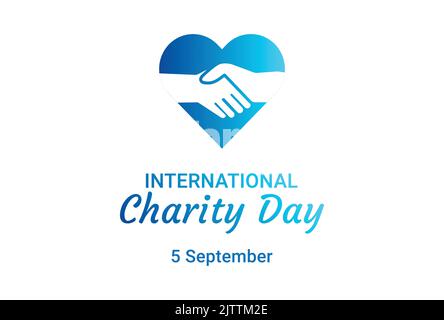 International Day of Charity - 05 September - International Day of Charity 05 September - Helping Hands and Heart charity logo with nice Blue Gradient Stock Vector