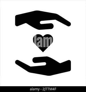 Love hands - heart in hands vector icon - care and loving hands, helping hands - World charity and donation day signs and symbols Stock Vector