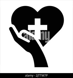 Caring hand - health care vector black icon - World charity and donation day signs and symbols Stock Vector