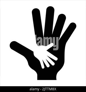 Helping hands - Hand-in-hand vector black icon for charity and donation day signs and symbols - helping hands logo Stock Vector