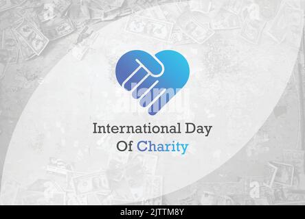 International Day of Charity - 05 September - Helping Hands and Heart charity logo with nice Blue Gradient color - world charity and donation day back Stock Vector