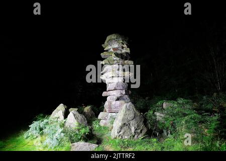 Druids Temple at night. Located on the Swinton Estate at Ilton,North Yorkshire,UK Stock Photo