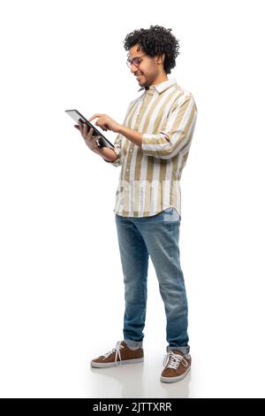 happy young man with tablet computer Stock Photo