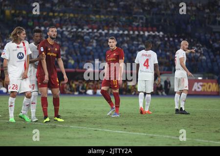 Rome, Italy. 30th Aug, 2022. At Stadio Olimpico of Rome, As Roma beat Monza 3-0 for the 4th game of Italian Serie A 2022 - 2023 In this picture: Andrea Belotti Credit: Pacific Press Media Production Corp./Alamy Live News Stock Photo
