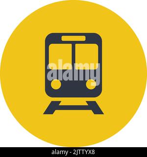 Black train in a yellow circle icon vector. Stock Vector