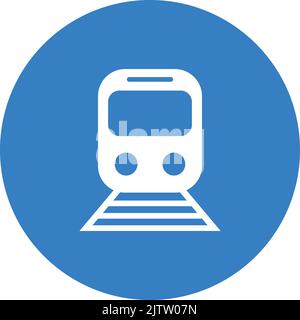 White train in a blue circle icon vector. Stock Vector
