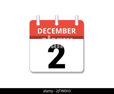 December, 2nd calendar icon vector, concept of schedule, business and tasks Stock Vector