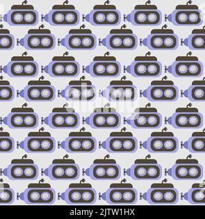 Vector seamless pattern with submarine.Underwater cartoon creatures.Marine background.Cute ocean pattern for fabric, childrens clothing,textiles Stock Vector