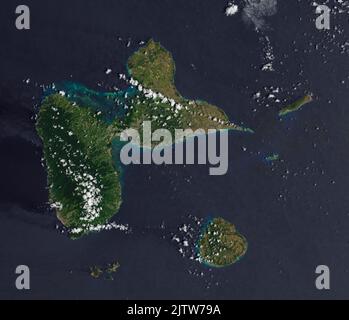 Aerial of Guadeloupe in the Carribean Stock Photo