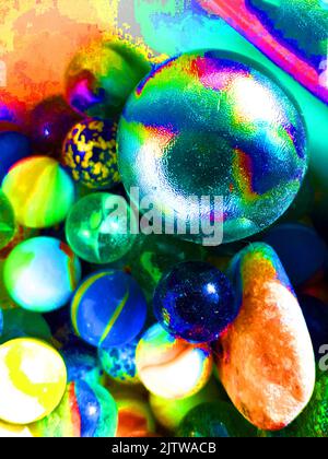 An assortment of glass balls in different sizes Stock Photo