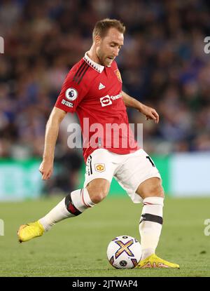 Leicester, England, 1st September 2022. Christian Eriksen of Manchester United during the Premier League match at the King Power Stadium, Leicester. Picture credit should read: Darren Staples / Sportimage Stock Photo