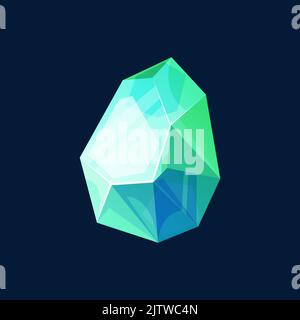 Blue jadeite ui game treasure magic crystal isolated mineral icon. Vector marbled glass diamond, Amethyst, topaz, jeremejevite gemstone, jewelry quart Stock Vector