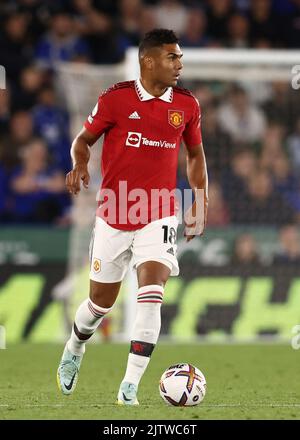 Leicester, England, 1st September 2022.  Casemiro of Manchester United during the Premier League match at the King Power Stadium, Leicester. Picture credit should read: Darren Staples / Sportimage Stock Photo