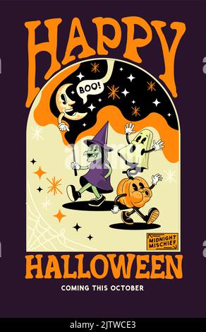Happy Halloween vintage style party background layout. Vector illustration Stock Vector