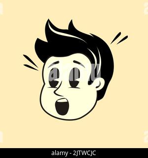 A shocked looking vintage male face cartoon character. Vector illustration Stock Vector