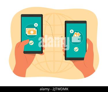 Online Money Transfer by Smartphone Concept Illustration Stock Vector