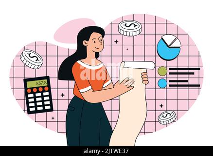 Woman with calculator Stock Vector