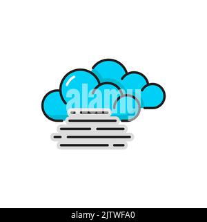 Weather forecast color outline icon, vector cloud and fog pictogram. Weather forecast temperature and meteorology symbol of foggy cloud for rain and snow forecast Stock Vector