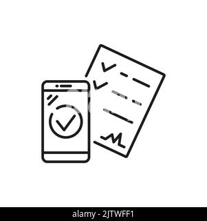 Driver license card checked in smartphone isolated personal documents on car with chip. Vector checked documents for automobile sharing Stock Vector