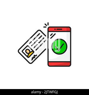 Checked passport or driving license for car share isolated personal documents on car. Vector color checked documents for automobile sharing Stock Vector