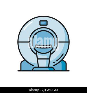 MRI icon, ultrasound scan or CT radiology diagnostics, vector medical machine. MRI scanner for magnetic resonance imaging and tomography or radiotherapy, clinic and hospital diagnostics device Stock Vector